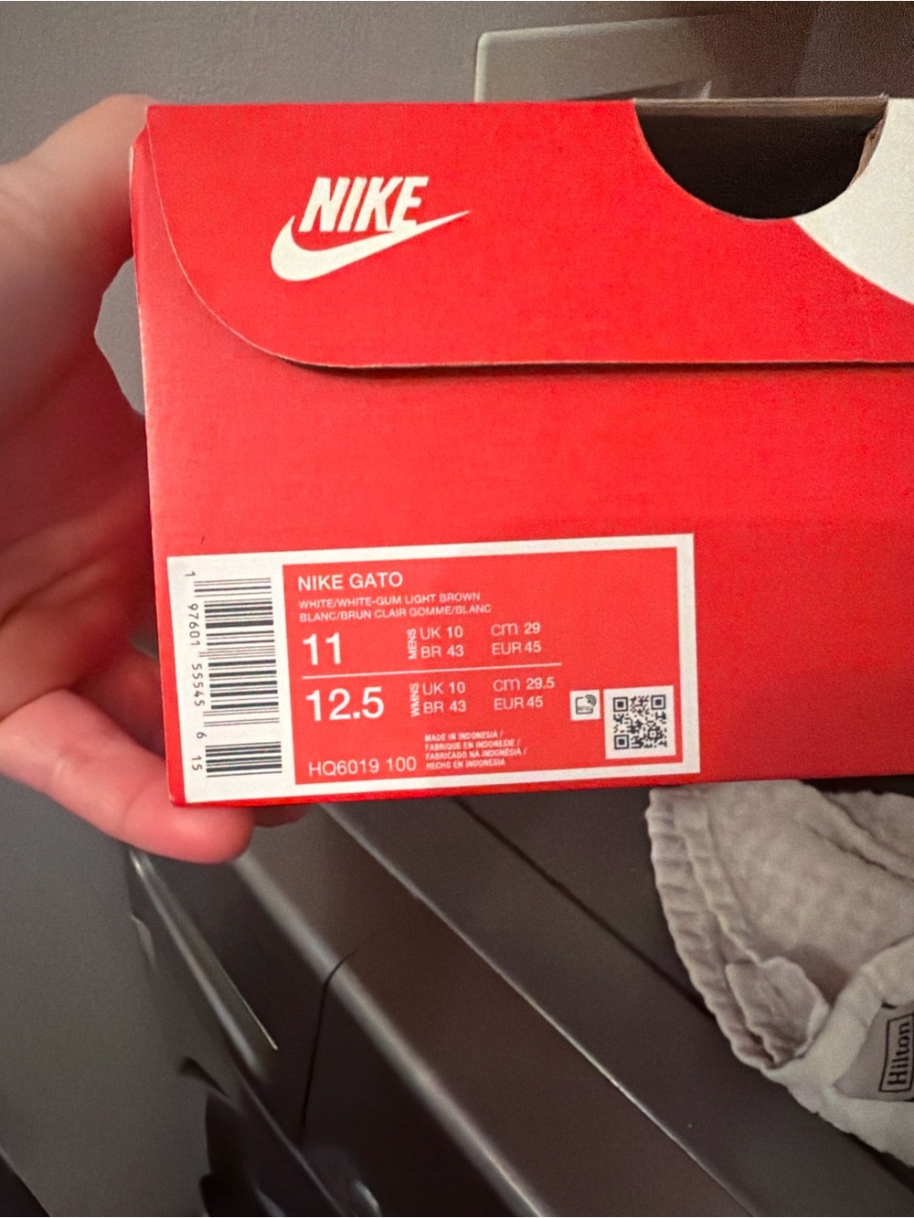 Nike Red and White Shoe Box with Label